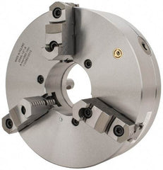 Bison - 3 Jaws, 12" Diam, Self Centering Manual Lathe Chuck - D1-8 Mount Spindle, Reversible, 2,800 Max RPM, 4.0551" Through Hole Diam, 0.0012" Axial Runout, 0.002" Radial Runout, Forged Steel - Apex Tool & Supply