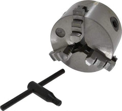 Interstate - 3 Jaws, 4" Diam, Self Centering Manual Lathe Chuck - Plain Back Mount Spindle, 0.8661" Through Hole Diam, 0.003" Axial Runout, Cast Iron - Apex Tool & Supply