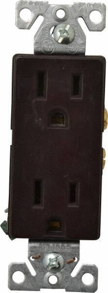 Cooper Wiring Devices - 125 VAC, 15 Amp, 5-15R NEMA Configuration, Brown, Industrial Grade, Self Grounding Duplex Receptacle - 1 Phase, 2 Poles, 3 Wire, Flush Mount, Chemical and Impact Resistant - Apex Tool & Supply