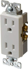 Cooper Wiring Devices - 125 VAC, 15 Amp, 5-15R NEMA Configuration, White, Industrial Grade, Self Grounding Duplex Receptacle - 1 Phase, 2 Poles, 3 Wire, Flush Mount, Chemical and Impact Resistant - Apex Tool & Supply