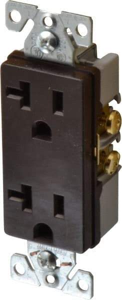 Cooper Wiring Devices - 125 VAC, 20 Amp, 5-20R NEMA Configuration, Brown, Industrial Grade, Self Grounding Duplex Receptacle - 1 Phase, 2 Poles, 3 Wire, Flush Mount, Chemical and Impact Resistant - Apex Tool & Supply