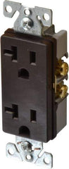Cooper Wiring Devices - 125 VAC, 20 Amp, 5-20R NEMA Configuration, Brown, Industrial Grade, Self Grounding Duplex Receptacle - 1 Phase, 2 Poles, 3 Wire, Flush Mount, Chemical and Impact Resistant - Apex Tool & Supply