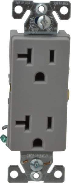 Cooper Wiring Devices - 125 VAC, 20 Amp, 5-20R NEMA Configuration, Gray, Industrial Grade, Self Grounding Duplex Receptacle - 1 Phase, 2 Poles, 3 Wire, Flush Mount, Chemical and Impact Resistant - Apex Tool & Supply