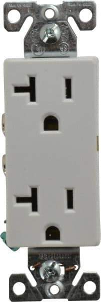 Cooper Wiring Devices - 125 VAC, 20 Amp, 5-20R NEMA Configuration, White, Industrial Grade, Self Grounding Duplex Receptacle - 1 Phase, 2 Poles, 3 Wire, Flush Mount, Chemical and Impact Resistant - Apex Tool & Supply
