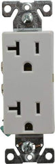 Cooper Wiring Devices - 125 VAC, 20 Amp, 5-20R NEMA Configuration, White, Industrial Grade, Self Grounding Duplex Receptacle - 1 Phase, 2 Poles, 3 Wire, Flush Mount, Chemical and Impact Resistant - Apex Tool & Supply