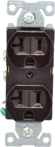 Cooper Wiring Devices - 125 VAC, 20 Amp, 5-20R NEMA Configuration, Brown, Specification Grade, Self Grounding Duplex Receptacle - 1 Phase, 2 Poles, 3 Wire, Flush Mount - Apex Tool & Supply