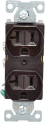 Cooper Wiring Devices - 125 VAC, 20 Amp, 5-20R NEMA Configuration, Brown, Specification Grade, Self Grounding Duplex Receptacle - 1 Phase, 2 Poles, 3 Wire, Flush Mount - Apex Tool & Supply