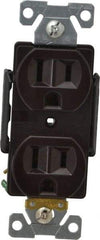 Cooper Wiring Devices - 125 VAC, 15 Amp, 5-15R NEMA Configuration, Brown, Industrial Grade, Self Grounding Duplex Receptacle - 1 Phase, 2 Poles, 3 Wire, Flush Mount, Chemical, Heat and Impact Resistant - Apex Tool & Supply