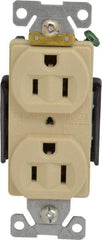 Cooper Wiring Devices - 125 VAC, 15 Amp, 5-15R NEMA Configuration, Ivory, Industrial Grade, Self Grounding Duplex Receptacle - 1 Phase, 2 Poles, 3 Wire, Flush Mount, Chemical, Heat and Impact Resistant - Apex Tool & Supply