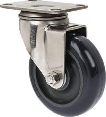 Albion - 4" Diam x 1-1/4" Wide x 5-1/8" OAH Top Plate Mount Swivel Caster - Polyurethane, 350 Lb Capacity, Plain Bearing, 2-1/2 x 3-5/8" Plate - Apex Tool & Supply