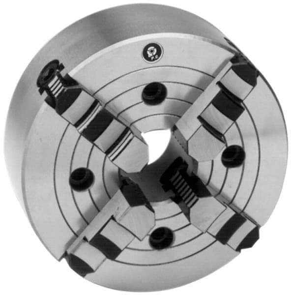 Interstate - 4 Jaws, 16" Diam, Independent Manual Lathe Chuck - D1-8 Mount Spindle, Reversible, 4.921" Through Hole Diam, Cast Iron - Apex Tool & Supply