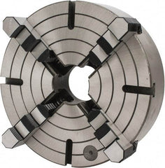 Interstate - 4 Jaws, 12" Diam, Independent Manual Lathe Chuck - D1-6 Mount Spindle, Reversible, 3.74" Through Hole Diam, Cast Iron - Apex Tool & Supply