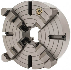 Bison - 4 Jaws, 12" Diam, Independent Manual Lathe Chuck - D1-6 Mount Spindle, Reversible, 3.1496" Through Hole Diam, Cast Iron - Apex Tool & Supply
