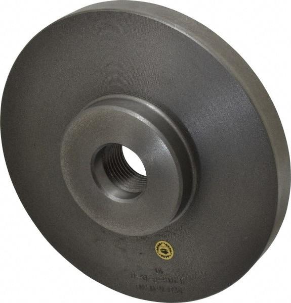 Bison - Adapter Back Plate for 8" Diam Self Centering Lathe Chucks - 1-1/2 - 8 Mount, 1-1/2" Through Hole Diam, 3.583mm ID, 8.11" OD, 0.866" Flange Height, Cast Iron - Apex Tool & Supply
