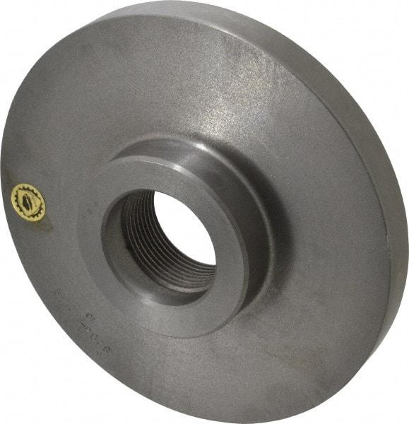 Bison - Adapter Back Plate for 8" Diam Self Centering Lathe Chucks - 2-1/4 - 8 Mount, 2-1/4" Through Hole Diam, 3.583mm ID, 8.11" OD, 0.866" Flange Height, Cast Iron - Apex Tool & Supply