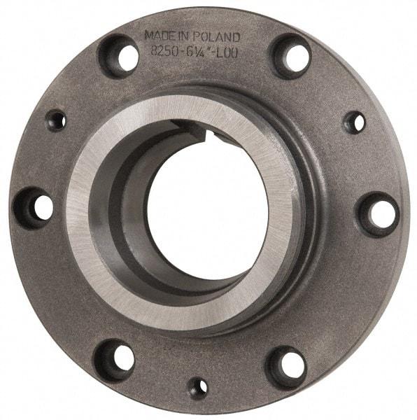 Bison - Adapter Back Plate for 15-3/4" Diam Self Centering Lathe Chucks - L-3 Mount, 5.43" Through Hole Diam, 15.83" OD, 1.1" Flange Height, Cast Iron - Apex Tool & Supply