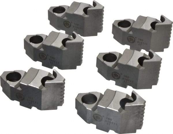 Bison - 6-1/4 to 6" Chuck Diam Compatibility, Steel Tongue & Groove Hard Lathe Top Jaws - 0.984" Wide x 2.638" Long x 1.634" High - Apex Tool & Supply