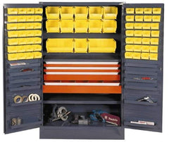 Durham - 13 Shelf 72 Bin Storage Cabinet - Steel, 48" Wide x 24" Deep x 78" High, Gray - Apex Tool & Supply