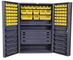 Durham - 13 Shelf 72 Bin Storage Cabinet - Steel, 48" Wide x 24" Deep x 72" High, Gray - Apex Tool & Supply