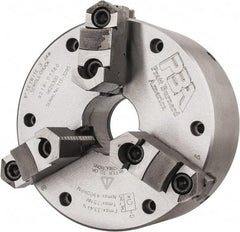 Pratt Burnerd America - 3 Jaws, 6" Diam, Self Centering Manual Lathe Chuck - Plain Back Mount Spindle, Adjustable, Reversible, 4,900 Max RPM, 1.81" Through Hole Diam, Forged Steel - Apex Tool & Supply
