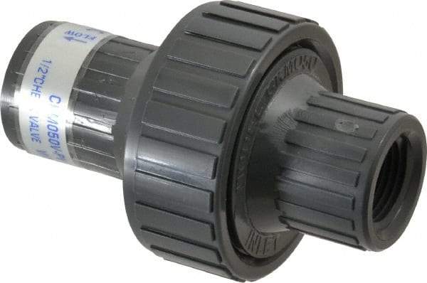 Plast-O-Matic - 1/2" PVC Check Valve - Inline, FNPT x FNPT, 150 WOG - Apex Tool & Supply