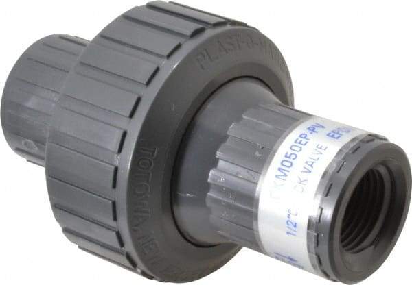Plast-O-Matic - 1/2" PVC Check Valve - Inline, FNPT x FNPT, 150 WOG - Apex Tool & Supply