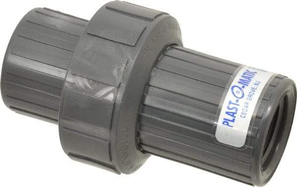 Plast-O-Matic - 1" PVC Check Valve - Inline, FNPT x FNPT, 150 WOG - Apex Tool & Supply