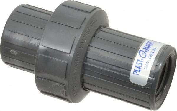 Plast-O-Matic - 1" PVC Check Valve - Inline, FNPT x FNPT, 150 WOG - Apex Tool & Supply