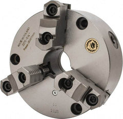 Bison - 3 Jaws, 6" Diam, Self Centering Manual Lathe Chuck - Front Mount, Reversible, 1.6535" Through Hole Diam, Cast Iron - Apex Tool & Supply