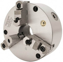 Bison - 3 Jaws, 8" Diam, Self Centering Manual Lathe Chuck - Front Mount, Reversible, 2.1654" Through Hole Diam, Cast Iron - Apex Tool & Supply