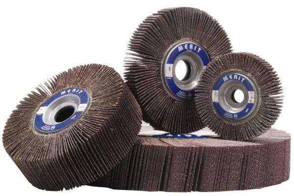 Merit Abrasives - 8" Diam, 120 Grit Aluminum Oxide Unmounted Flap Wheel - 1" Hole, 2" Wide, Coated, Fine Grade, 4,500 Max RPM , Cloth Backing - Apex Tool & Supply