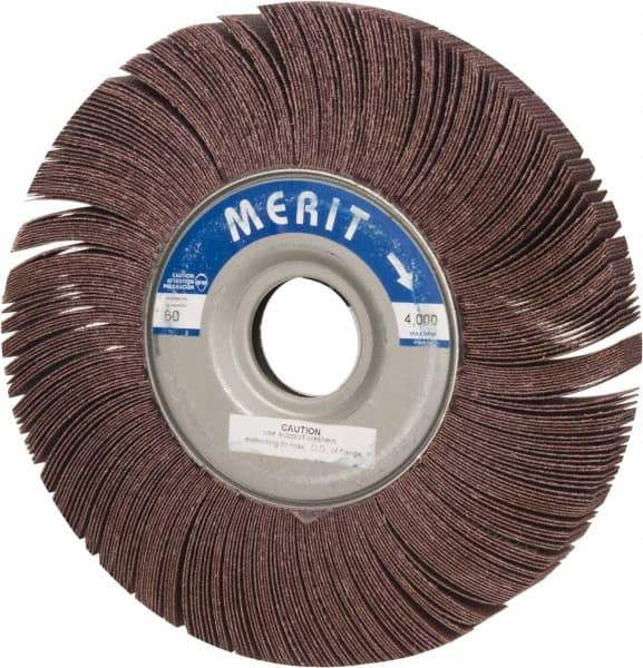 Merit Abrasives - 10" Diam, 60 Grit Aluminum Oxide Unmounted Flap Wheel - 1-3/4" Hole, 1" Wide, Coated, Medium Grade, 4,500 Max RPM , Cloth Backing - Apex Tool & Supply