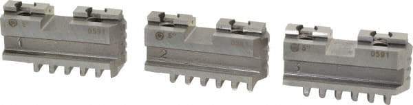 Bison - 5" Max Chuck Diam Compatibility, Steel Tongue & Groove Hard Lathe Master Jaws - 1/2" Groove Width, 0.7874" Wide x 2-1/8" Long - Apex Tool & Supply