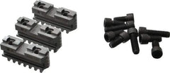 Bison - 6-1/4 to 6" Chuck Diam Compatibility, Steel Tongue & Groove Hard Lathe Master Jaws - 1/2" Groove Width, 0.7874" Wide x 2.559" Long - Apex Tool & Supply