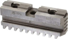 Bison - 15-3/4 to 16" Chuck Diam Compatibility, Steel Tongue & Groove Hard Lathe Master Jaws - 3/4" Groove Width, 1.4173" Wide x 5.1181" Long - Apex Tool & Supply