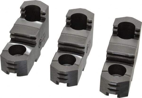Bison - 8" Max Chuck Diam Compatibility, Steel Tongue & Groove Hard Lathe Top Jaws - 1-1/16" Wide x 3.174" Long x 1.713" High - Apex Tool & Supply
