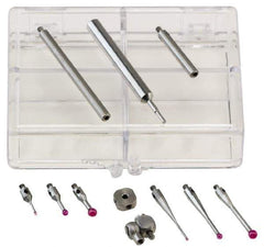 Fowler - 11 Piece, CMM Stylus Kit - Include 2 Extensions, 6 Assorted Probes, 8mm Swivel, Cross Head, Custom Fit Case, Stylus Wrench - Apex Tool & Supply