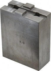 H & R Manufacturing - 5 to 6" Chuck Capacity, Tongue & Groove Attachment, Square Soft Lathe Chuck Jaw - Steel, 1-1/2" Btw Mount Hole Ctrs, 2-5/8" Long x 1-1/4" Wide x 3-3/8" High, 5/16" Groove - Apex Tool & Supply