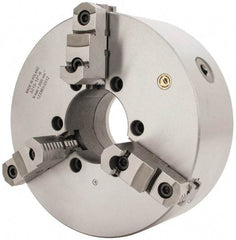 Bison - 3 Jaws, 12" Diam, Self Centering Manual Lathe Chuck - A2-6 Mount Spindle, Reversible, 1,500 Max RPM, 4.0551" Through Hole Diam, 0.0012" Axial Runout, 0.002" Radial Runout, Cast Iron - Apex Tool & Supply