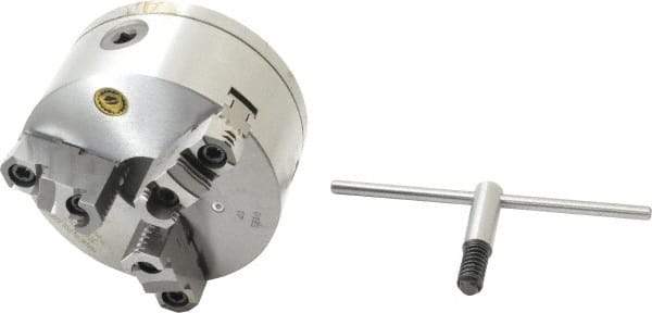 Bison - 3 Jaws, 6" Diam, Self Centering Manual Lathe Chuck - D1-3 Mount Spindle, Reversible, 3,000 Max RPM, 1.6535" Through Hole Diam, 0.0008" Axial Runout, 0.0012" Radial Runout, Cast Iron - Apex Tool & Supply