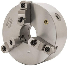 Bison - 3 Jaws, 10" Diam, Self Centering Manual Lathe Chuck - D1-8 Mount Spindle, Reversible, 2,000 Max RPM, 2.9921" Through Hole Diam, 0.001" Axial Runout, 0.0016" Radial Runout, Cast Iron - Apex Tool & Supply