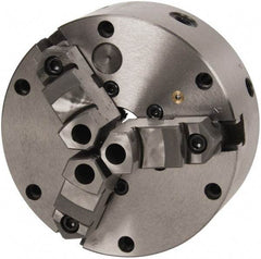 Interstate - 3 Jaws, 10" Diam, Self Centering Manual Lathe Chuck - Adjustable, Reversible, 2.835" Through Hole Diam, Cast Iron - Apex Tool & Supply