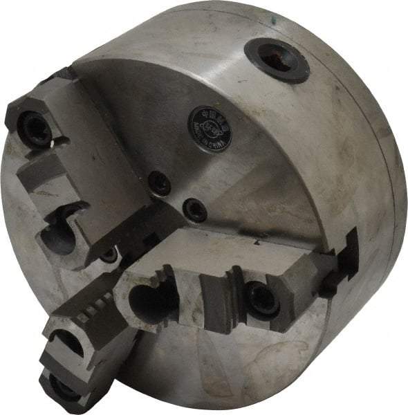 Interstate - 3 Jaws, 6" Diam, Self Centering Manual Lathe Chuck - D1-3 Mount Spindle, Reversible, 1.5748" Through Hole Diam, Cast Iron - Apex Tool & Supply