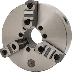 Interstate - 3 Jaws, 10" Diam, Self Centering Manual Lathe Chuck - D1-6 Mount Spindle, Reversible, 2.7559" Through Hole Diam, Cast Iron - Apex Tool & Supply