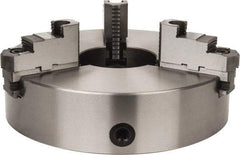 Interstate - 3 Jaws, 15" Diam, Self Centering Manual Lathe Chuck - Plain Back Mount Spindle, Reversible, 5.315" Through Hole Diam, 0.003" Axial Runout, Cast Iron - Apex Tool & Supply