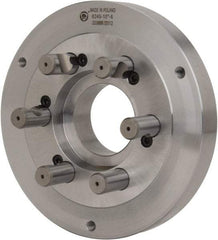 Bison - Adapter Back Plate for 10" Diam Self Centering Lathe Chucks - D1-6 Mount, 2.922" Through Hole Diam, 5.708mm ID, 9.84" OD, 1.34" Flange Height, Steel - Apex Tool & Supply