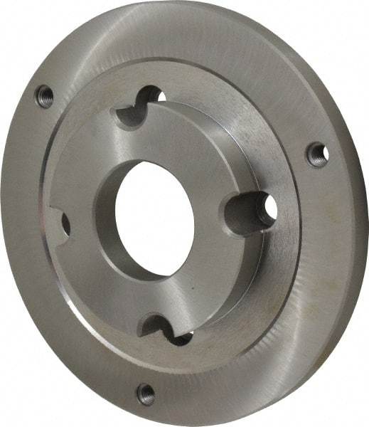 Bison - Adapter Back Plate for 8" Diam Self Centering Lathe Chucks - A2-5 Mount, 2.165" Through Hole Diam, 4.33mm ID, 7.87" OD, 0.768" Flange Height, Steel - Apex Tool & Supply