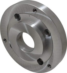 Bison - Adapter Back Plate for 8" Diam Self Centering Lathe Chucks - A2-6 Mount, 2.165" Through Hole Diam, 4.33mm ID, 7.87" OD, 1.11" Flange Height, Steel - Apex Tool & Supply