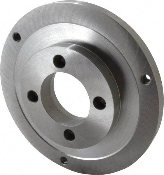 Bison - Adapter Back Plate for 10" Diam Self Centering Lathe Chucks - A2-5 Mount, 2.922" Through Hole Diam, 5.708mm ID, 9.84" OD, 3/4" Flange Height, Steel - Apex Tool & Supply