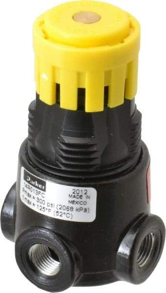 Parker - 1/8 NPT Port, 13 CFM, Zinc Miniature Regulator - 2 to 125 psi Range, 300 Max psi Supply Pressure, 1/8" Gauge Port Thread, 1.65" Wide x 2.88" High - Apex Tool & Supply